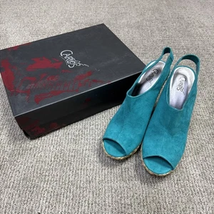 Sandalias Carlos Bali Turquesa Punta Abierta Cuña Mujer’s Talla 10 Nuevas - Imagen 1 de 12