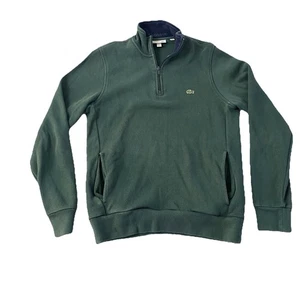 Suéter Lacoste Cuarto Cremallera Para Hombre Talla Mediana Simulado Cuello Tortuga Verde Caimán - Imagen 1 de 10