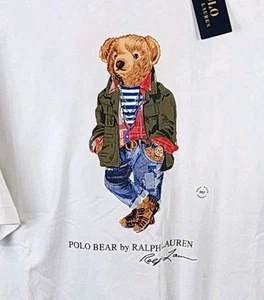 Polo Ralph Lauren Mens White 3XLT Short Sleeve Polo Bear Graphic Shirt NEW - Picture 1 of 7