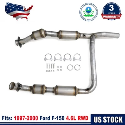 Left&Right Side Y Pipe Catalytic Converter For 1997-2000 Ford F-150/F-250 4.6L - Image 1 of 4