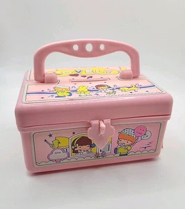Portamonete rosa vintage anni 80 BELLISSIMO miele piccole stelle gemelle 4 pollici - Foto 1 di 8