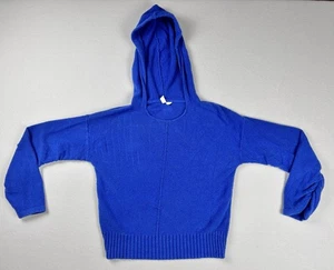 Anthropologie Moth blauer Strickpullover mit Kapuze Damen kleine geraffte Ärmel - Bild 1 von 8