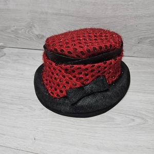 Jacqueline Meszaros For Headways Ladies Vintage Hat Wedding Races Red & Black - Picture 1 of 7