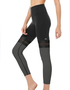 Alo 7/8 Player Leggings - Panel Muslo Malla - Negro/Carbón Brezo - Talla XS - Imagen 1 de 11