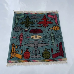 #413 War rug Afghan War Rug Wool Rug Beautifully Made Small War Rug 55x54cm - Picture 1 of 10