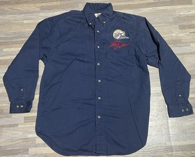 VTG Rusty Wallace Button-up Shirt Medium #2 Miller Lite Racing Longsleeve Pocket - Image 1 of 4