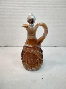 Carra de vidrio de escoria de caramelo imperial vintage con tapón de 7" de alto - Imagen 1 de 13