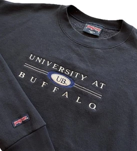 Pullover XL azul vintage años 90 Jan Sport University At Buffalo UB para hombre hecho en EE. UU. - Imagen 1 de 12