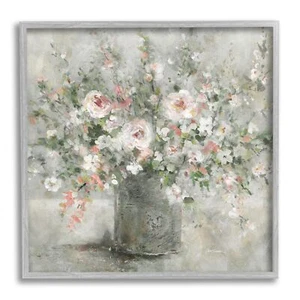 Stupell Industries Soft Pink Blooms Farmhouse Bouquet Framed Giclee Art, Desi... - Picture 1 of 9