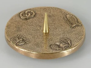 Kerzenständer MARIA LAACH Leuchter Bronze mit Füße 4-Sakramente Dorn Rund D=100 - Bild 1 von 4