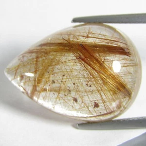 23.77Cts Genuine 100% Natural Earth Mined Rutilite Quartz Pear Cabochon Ref VDO - Picture 1 of 6