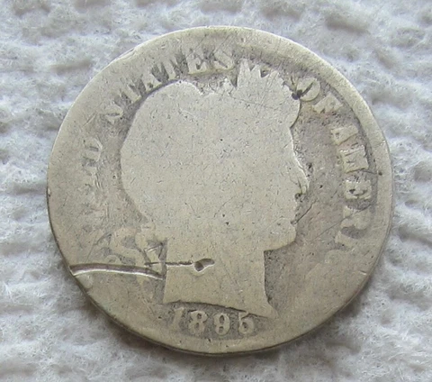 1895 Barber Silver Dime Rare Key Date Philadelphia P Mint Cleaned Scratched Cover