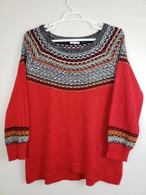 (F5) Maurices Womens Sweater Size 1X Pullover Knit Long Sleeve Aztec Cotton - Image 1 of 4
