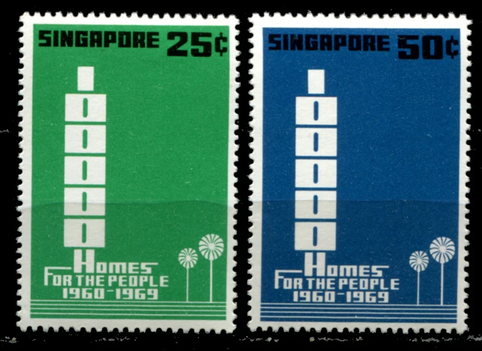 Singapore 1969 • Gb# 119-120 • 100000 homes built • cs MLH OG VF (US-1540) - Image 1 of 1