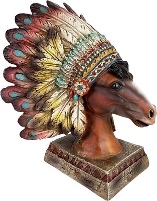 Urbalabs Águila Nativa Americana, Lobo, Caballo Indio Cacique Busto Estatua Hogar Foto 1 de 4