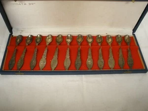 Vintage 12 Silverplate Spoons Set Prata 99 from Brasil in Original Box - Picture 1 of 6