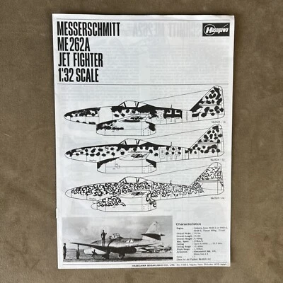 Hasegawa Messerschmitt ME 262A Jet Fighter Instruction Manual - Image 1 of 4