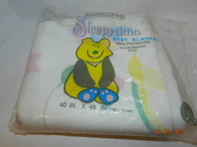 Cobertor de bebê vintage NOS Beacon para dormir coelhos de cetim gatinhos 40X45 cetim  - Imagem 1 de 2