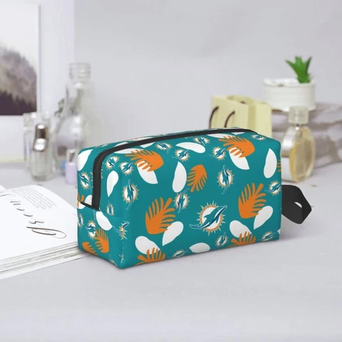 Miami Dolphins Storage Bag Portable Large Capacity Travel Toiletries Storage Bag Cover