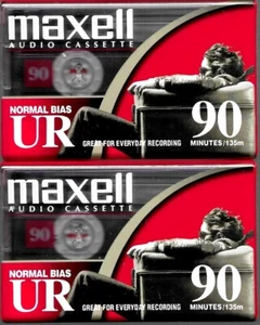 2 Brand New Sealed Maxell UR90 Audio Cassette Tapes - 90 Minute, Normal Bias - Picture 1 of 2