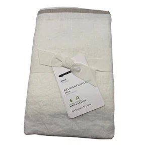 Pottery Barn Belgian Flax Linen Contrast Flange Euro Sham White Flax Beige Tan - Bild 1 von 4