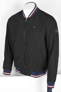 Tommy Hilfiger Men's Bomber Jacket Softshell Wind Water Resistant Full Zip Black - Picture 1 of 8