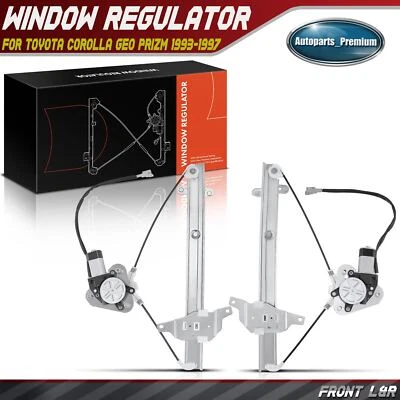 2x Window Regulators w/Motor for Toyota Corolla Geo Prizm 93-97 Front Left&Right - Image 1 of 4
