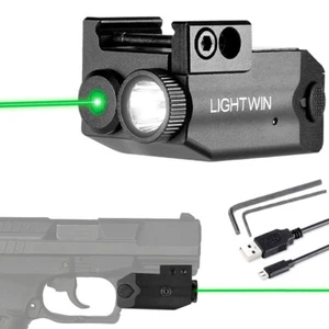 Laser Gun Light Combo 350 Lumens Tactical Flashlight with USB Rechargeable - Picture 1 of 26