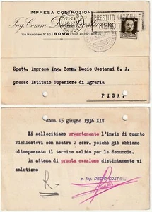 ROMA - PUBBLICITARIA - IMPRESA COSTRUZIONI - VIAGG. 1936 -95508- - Imagen 1 de 1