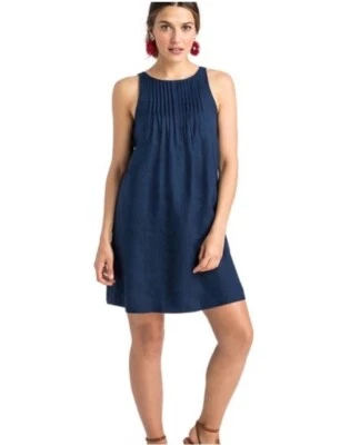 Vestido Columpio Pintuck de Lino Azul Marino Vineyard Vines - Talla 6 Foto 1 de 4