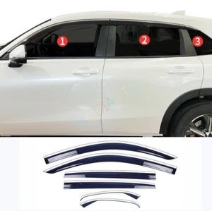 For 2023-2024 Honda HR-V black+steel Window Visor Vent Shades Sun Rain Guard 6X - Picture 1 of 11