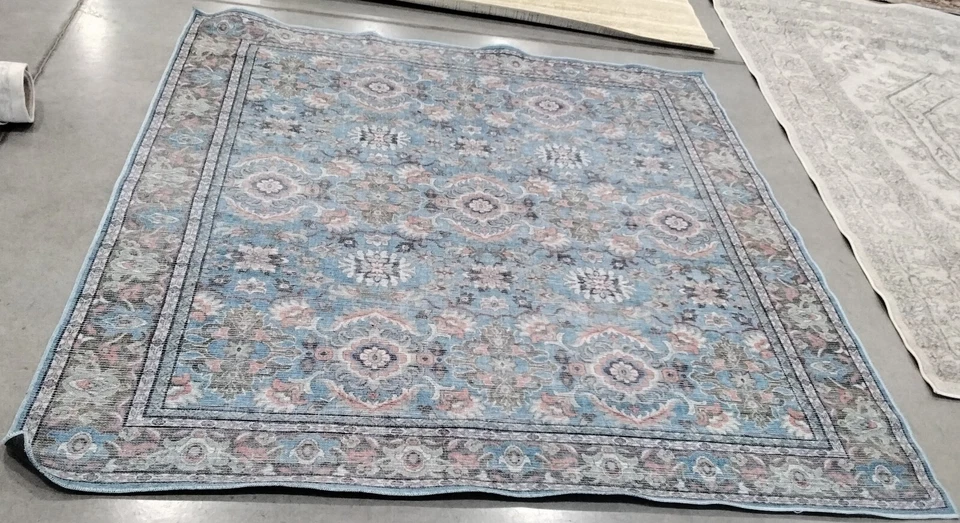RUST / BLUE 6'-7" x 6'-7" Back Stain Rug, Reduced Price 1172759199 SEP584P-7SQ - Image 1 of 4