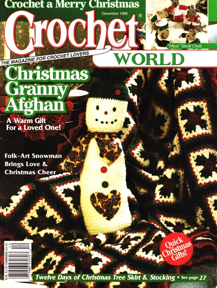 Crochet a Merry Christmas 奶奶阿富汗钩针世界杂志 1996 年 12 月 — 第 1/4 张图片