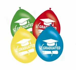 8 X GRADUATION MULTICOLOURED LATEX BALLOONS PARTY DECORATIONS - 30CM - Picture 1 of 1