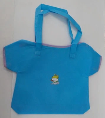 MASHIMARO BOLSA TOTE DE TECIDO COM ZÍPER AZUL FORMA DE CAMISA GARRAFA TELA DE SEDA ÍCONE NOVA SEM ETIQUETAS - Imagem 1 de 4
