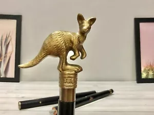 Steampunk Victorian Kangaroo Handcrafted Walking Stick Solid Brass Handle Gift - Picture 1 of 6