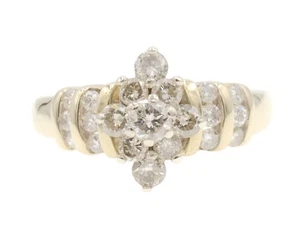 Women's Marquise Cluster 1.00 Ctw Round Diamond 14KT Yellow Gold Ring JWBR 5.3g - Picture 1 of 13