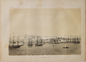 1855 tinted lithograph Caldera in 1852 landscape U.S. Naval Astronomical Expedit - Imagen 1 de 7