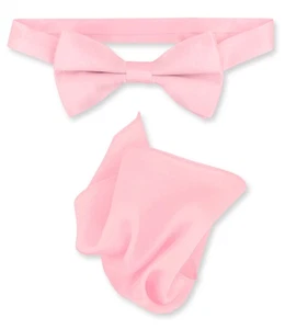 Pajarita y pañuelo Biagio 100 % seda color rosa claro liso para hombre - Imagen 1 de 1