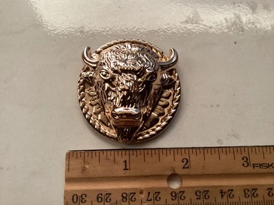 2 Buffalo Head Bison Leather Craft Western Copper Conchos Screwback - Image 1 of 3