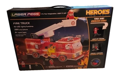 Clavijas láser camión de bomberos 10 luces LED 280 piezas construcción aprendizaje juguete sonido nuevo en caja Foto 1 de 3