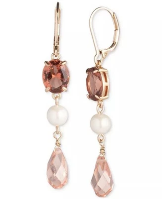 Lauren by: Ralph Lauren Gold Tone Multi Crystal & Pearl Linear Earring - Image 1 of 3