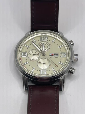 Tommy Hilfiger TH.211.1.14.1411 Men's Brown Leather Analog Dial Wristwatch HME67 - Image 1 of 4