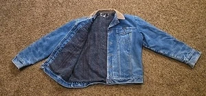 Vintage Wrangler Blanket Lined Denim Jacket Corduroy Collar "Medium" ? - Picture 1 of 24