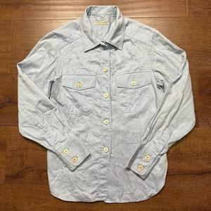 Luciano Barbera Button Up Top Womens S Blue Shirt Long Sleeve Classic Utility - Picture 1 of 9