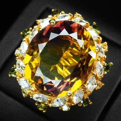 Anillos hechos a mano de plata de ley 925 de 22,36 quilates raros ametrino bicolor invaluables Foto 1 de 4