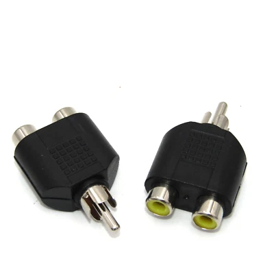 ( 2 PCS )  Male RCA/Phono to Twin/2-way Female RCA Splitter/Adapter Audio/Video - Image 1 of 2