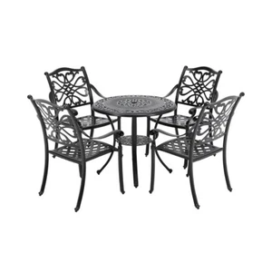 Garden Bistro Set Outdoor Table & Chairs Vintage Cast-iron Patio Lawn Furnitures - Picture 1 of 17