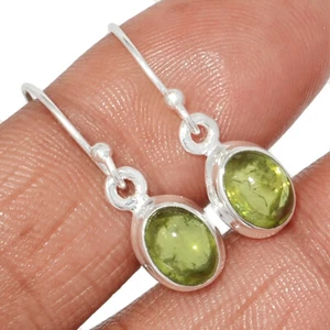 Natural Cabochon Peridot 925 Sterling Silver Earrings Jewelry CE45794 - Picture 1 of 1