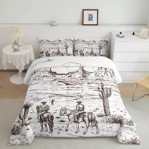 Cowboy Comforter Set Western Bedding King Size Wild West American Desert Rustic - Picture 1 of 37